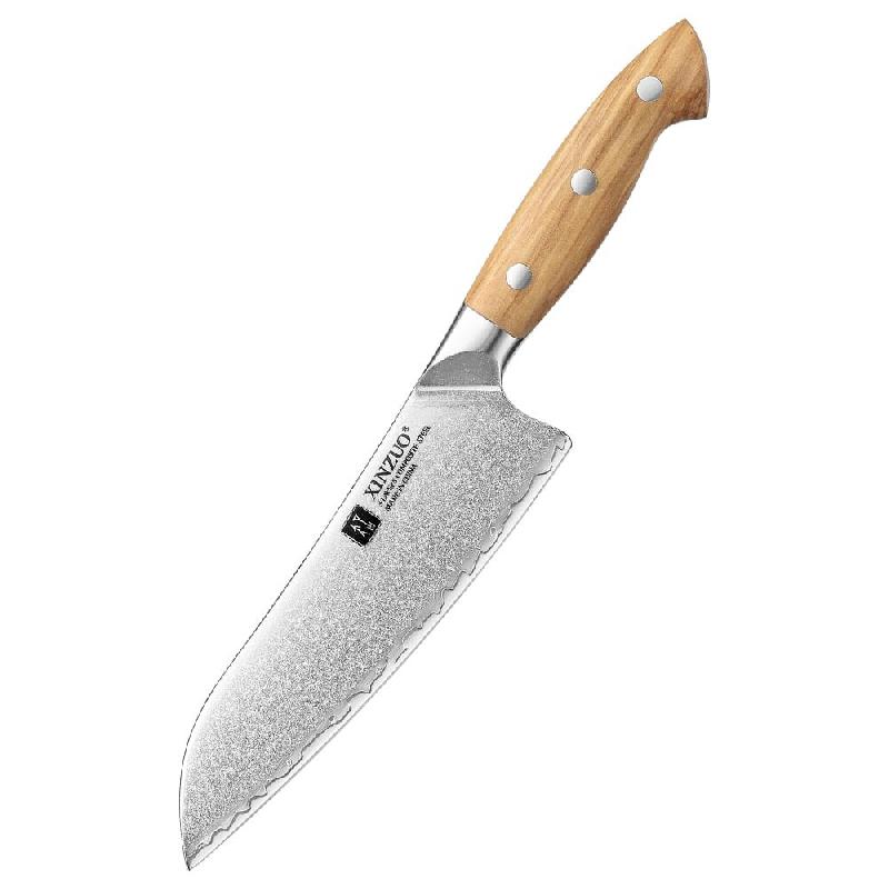 XinZuo - Santoku 18 cm – Série X02O Pin - fabriqué en acier composite 3 couches - multicolore X02O-RS_0