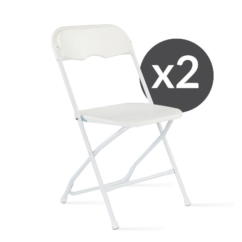 Lot de 2 chaises pliantes de réception - structure acier, assise PEHD, usage intérieur/extérieur, charge 110 kg_0