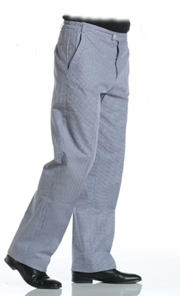 9202 - Pantalon de cuisine pied de poule ACS - 100% coton, coloris blanc et bleu, tailles 36 à 62_0