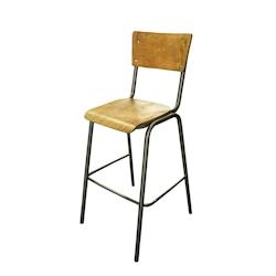 Anticline Créations Tabouret de bar Cantine ciré L54 X P62 X H112 Assise H74 - marron Bois massif CS1087_0