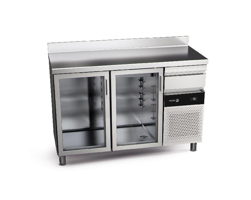 Arrière-bar réfrigéré avec portes vitrées et serrures  2 portes 355 L de la gamme Snack Fagor Professional - jeu de 4 roulettes_0