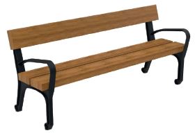 Banc public SARLAT en Fonte ductile et bois tropical - Réf. 1212 - Pieds en fonte ductile et lattes en bois tropical traité_0