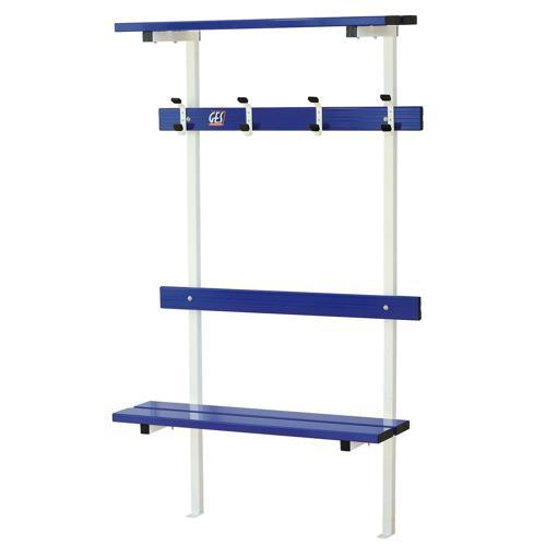BANC VESTIAIRE MUR/SOL AVEC PORTE PATÈRES ET PORTE SACS LONGUEUR GES ASSISE ALU
