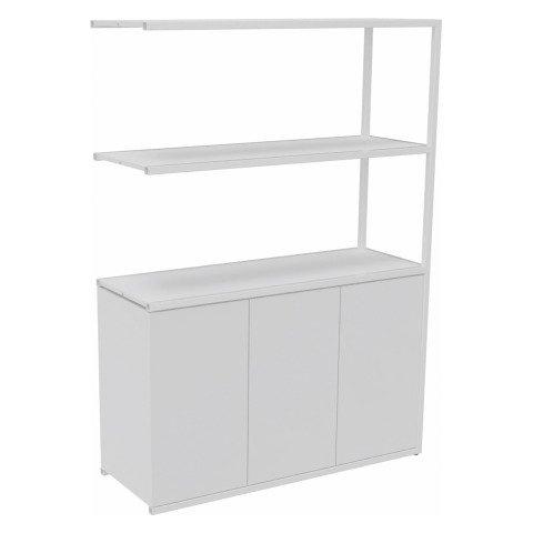 BIBLIOTHÈQUE LUMYA L 120 X P 41,5 X H 162 CM MODULE SUIVANT STRUCTURE MÉTAL BLANC 3 PORTES BLANC