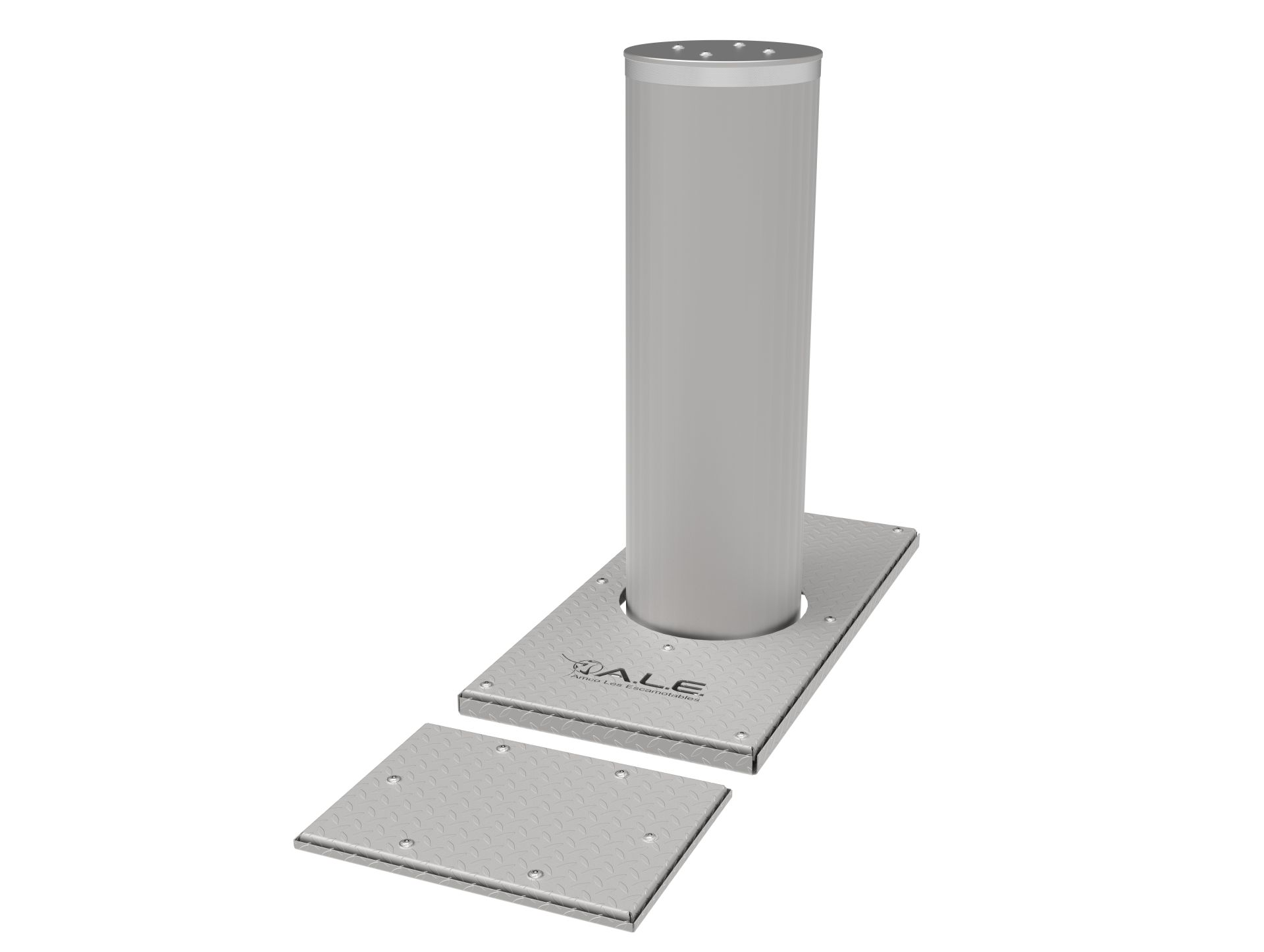 Borne escamotable automatique anti-véhicules bélier en acier hauteur 1000 mm ø330 mm_0