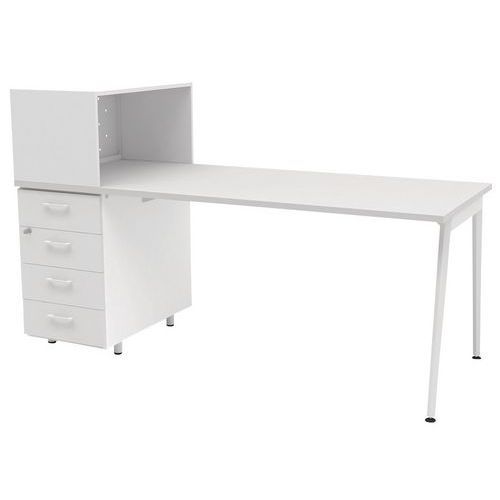 BUREAU HOME OFFICE + RGMT GAUCHE L.120 CM BLANC/BLANC ARA - QUADRIFOGLIO