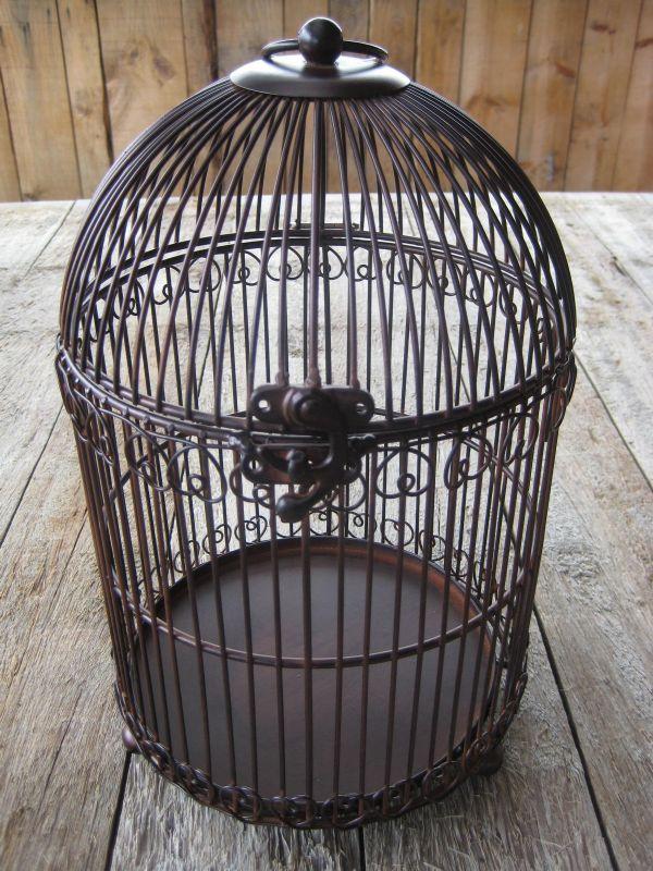 chemin_de_campagne Cage Oiseaux Ronde Marron Décorative Fer 47 cm x ø24 cm