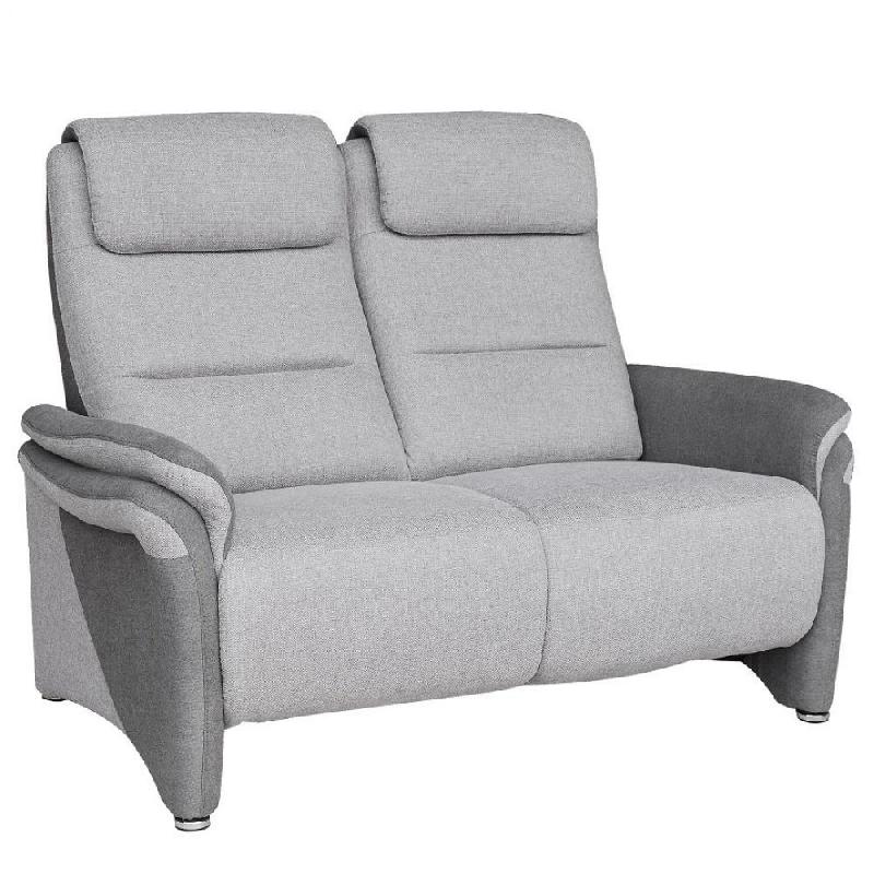 Canapé relax 2 places électrique ZILIA - tissu gris clair/gris foncé - têtières ajustables et moteur synchronisé_0