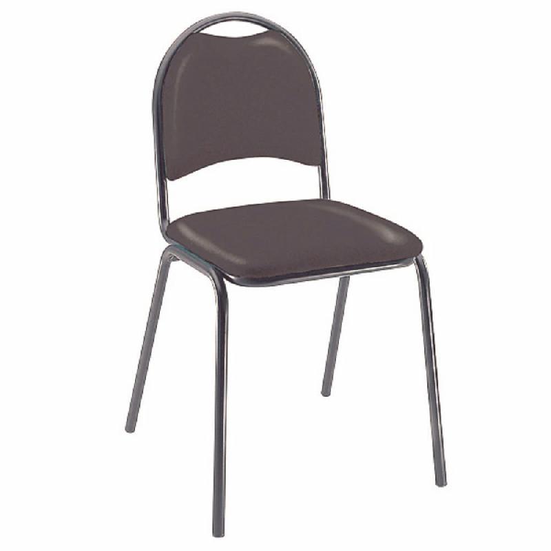 CHAISE VISITEUR CLARA - VINYLE - NOIR - PIEDS METAL NOIRS - LOT DE 4