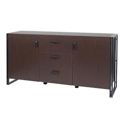 Décoshop26 - Buffet 2 compartiments de rangement avec porte et étagère 80x160x40 cm MDF pin marron foncé et métal 04_0005982 - marron 3000261583769_0