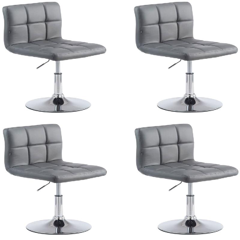 Décoshop26 - Lot de 4 chaises de salle à manger hauteur réglable design moderne couture décorative en similicuir gris piètement en 10_0006261 - g_0