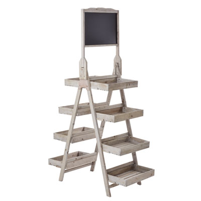 Étagère décorative 4 niveaux double face en bois gris délavé - L 54 x P 108 x H 174 cm_0