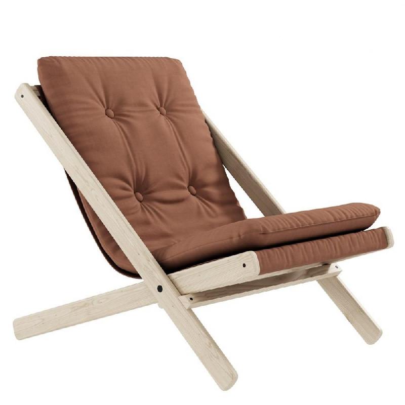Fauteuil futon Boogie - hêtre massif naturel - coloris brun argile - design compact et pliable_0