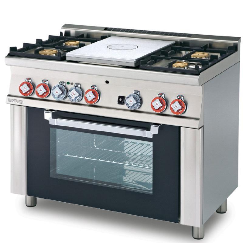 Fourneau gaz 4 feux avec plaque coupe feu sur four multifonction | MagicLotus 600 - Porte(s) vitrée(s)_0