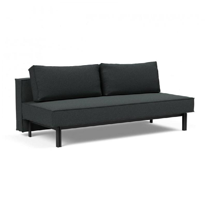 Canapé design convertible SLY - Innovation Living - Lit 140x200 cm - Pieds métal noir - Tissu bouclé Black Raven_0