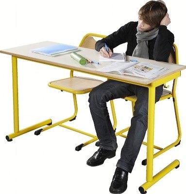 TABLE FIXE RÉCRÉ - T6 - PLATEAU 130 X 50 CM - CHANTS SURMOULÉS - PIÉTEMENT ROUGE - MANUTAN COLLECTIVITÉS