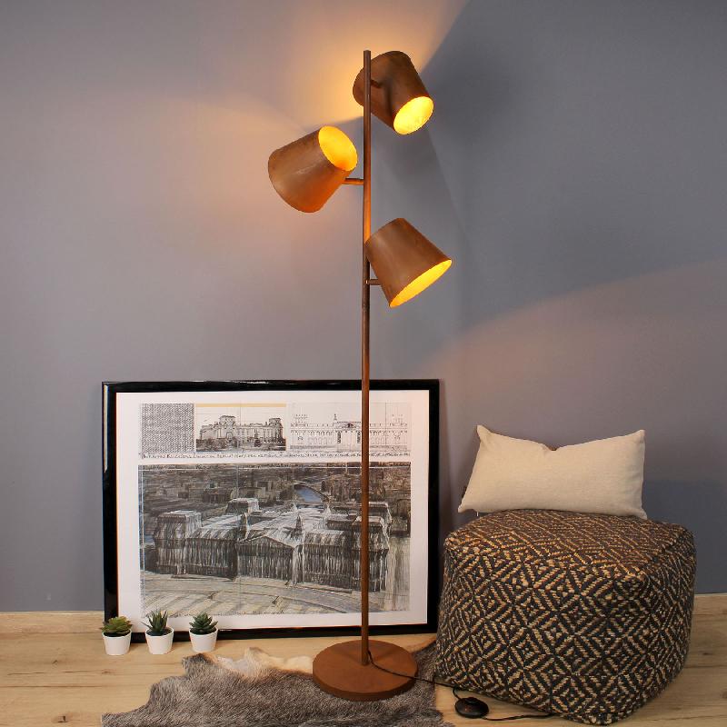 ECO-LIGHT LAMPADAIRE COLT, À 3 LAMPES, PATINÉE