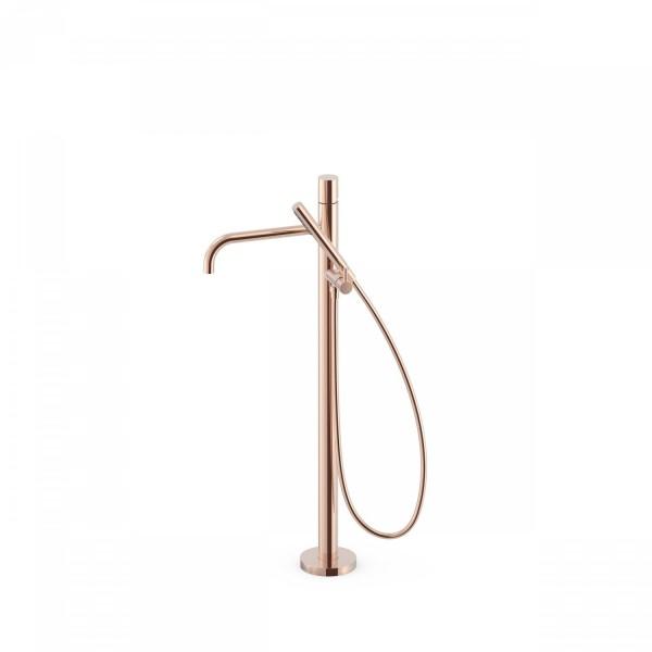 MITIGEUR BAIGNOIRE-DOUCHE SUR PIED AVEC DEUX RÉGULATEURS INDÉPENDANTS OR ROSE - TRES 26247002OP