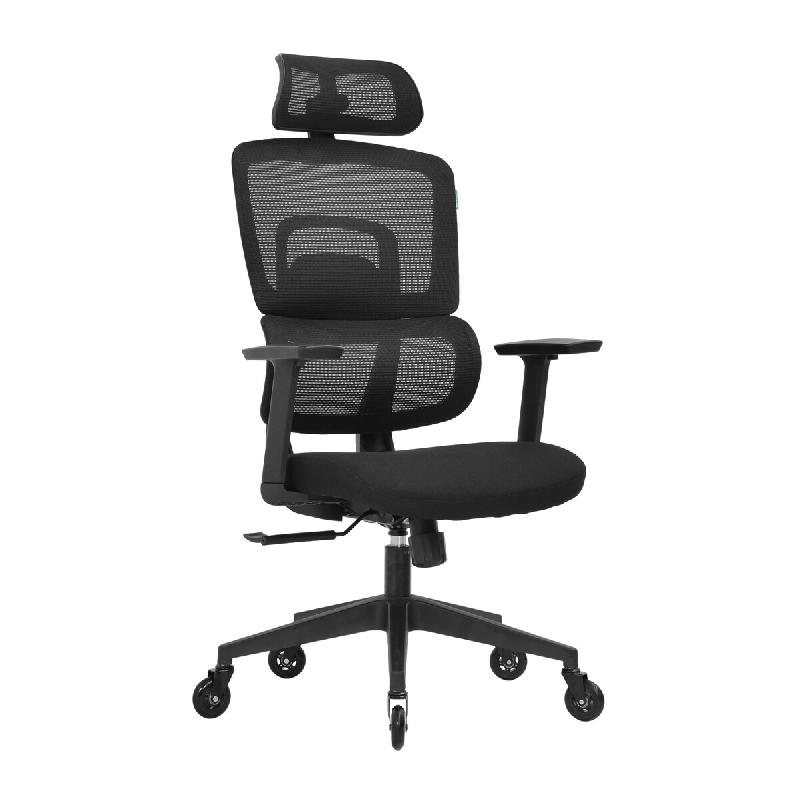 OfficeSense OS220 Chaise de Bureau Ergonomique – Chaise en Maille avec Appui-tête – Adultes - noir plastique 8721042800800_0