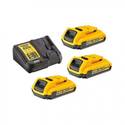 PACK 3 BATTERIES XR 18V 2AH LI-ION + CHARGEUR DEWALT