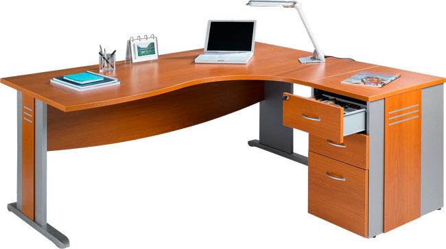 PACK BUREAU ASYMÉTRIQUE 160CM PIED L+CAISSON HB QUATUOR RETOUR DROITE BLANC/ALU - MANUTAN COLLECTIVITÉS