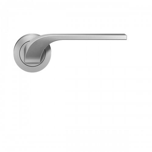 POIGNÉES DE PORTE SUR ROSACES RONDES SÉRIE ER 87 LAS VEGAS - SATINÉ - BEC DE CANE KARCHER DESIGN