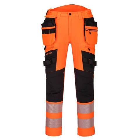 PORTWEST DX442 PANTALON DX4 HAUTE-VISIBILITÉ AVEC POCHES FLOTTANTES DÉMONTABLES ORANGE/NOIR - TAILLE 44 - STANDARD