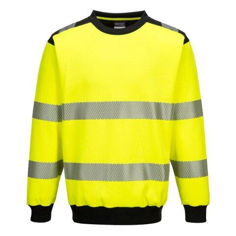 PORTWEST PW379 SWEAT À COL ROND PW3 HAUTE-VISIBILITÉ JAUNE/NOIR - TAILLE 4XL