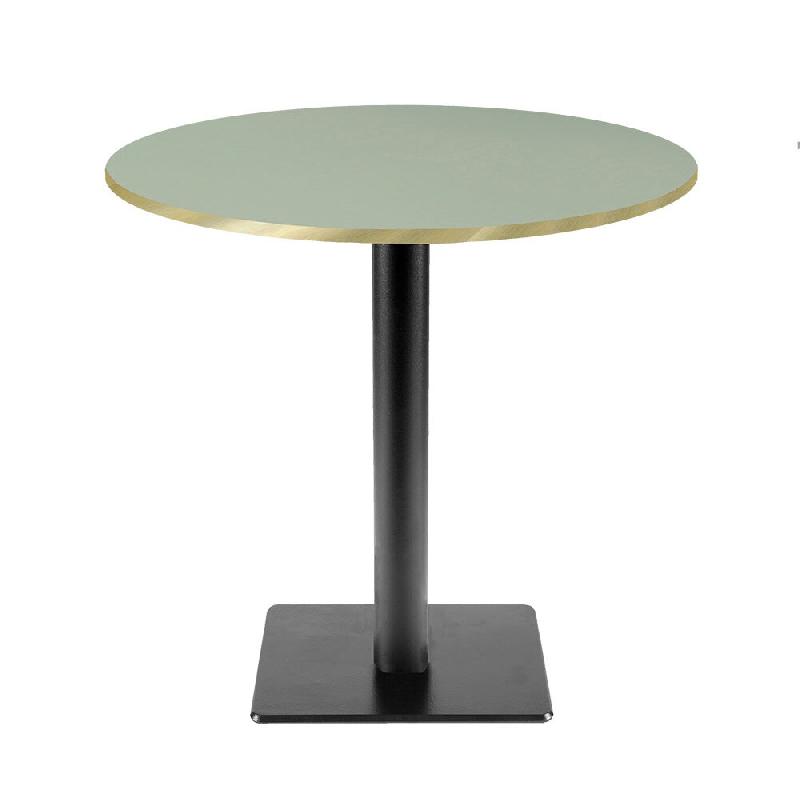 RestooTab - Table Milan T Ø70cm vert celadon chants couleur laiton - vert fonte TB-MIT-R70M-VER.CEL-LAI_0