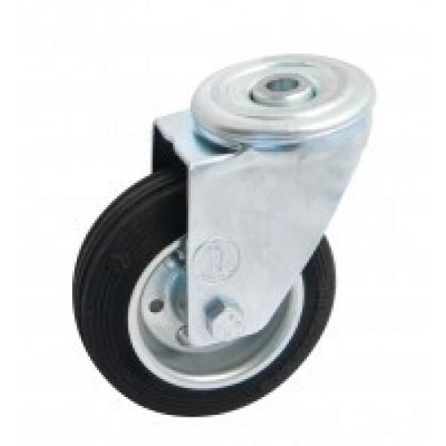 ROULETTE PIVOTANTE À ŒIL TOLE NOIR 200 MM- CHARGE 250 KG - ROULEMENTS À ROULEAUX AVL