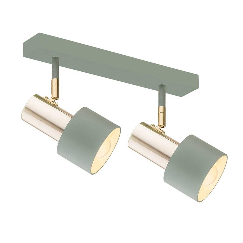ARGON SPOT POUR PLAFOND DESTIN, À 2 LAMPES VERT/LAITON