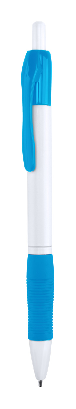 Stylo à bille en plastique - clip et embout colorés - encre bleue_0
