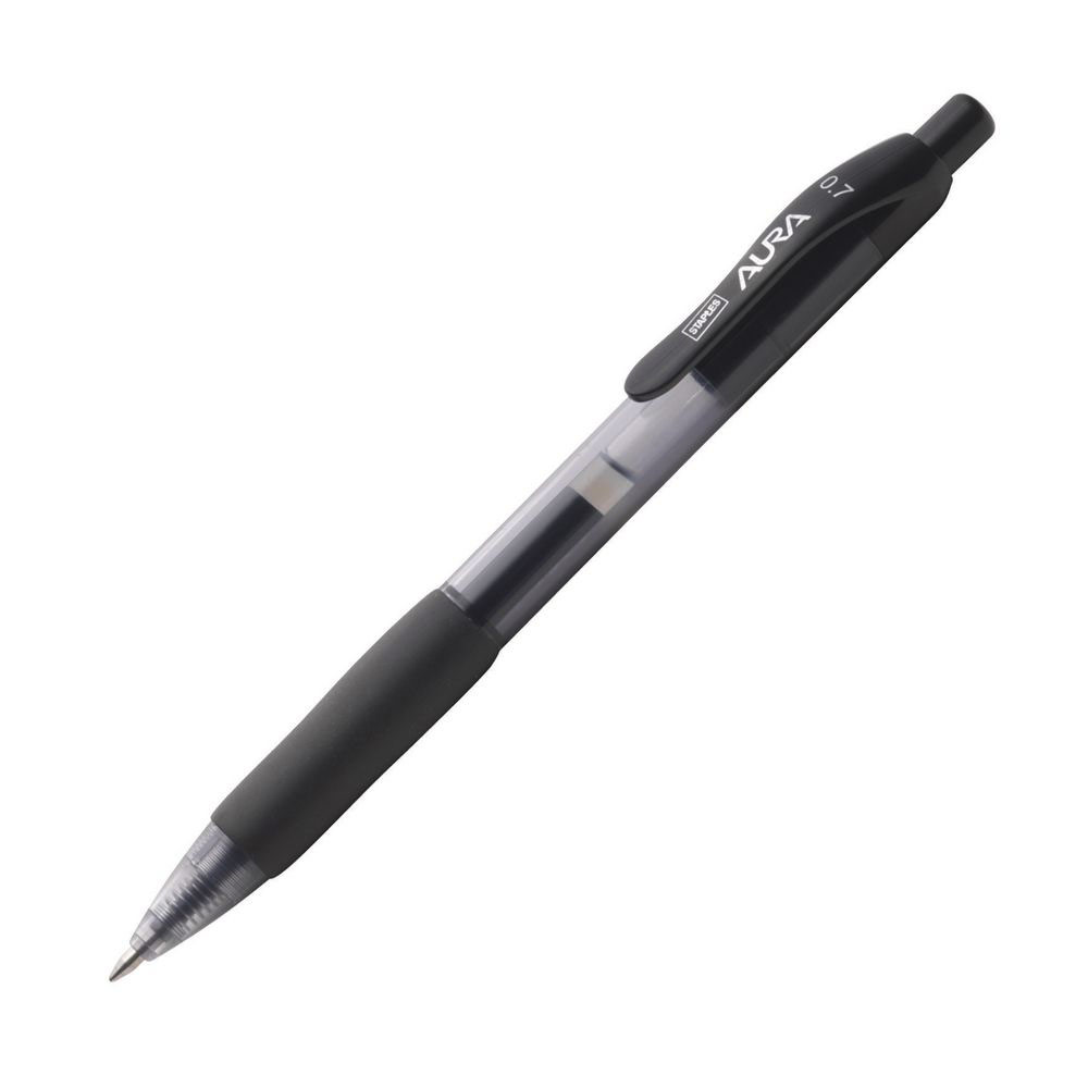 STYLO A ENCRE GEL RETRACTABLE - AURA - POINTE MOYENNE - 0,7 MM - AVEC ZONE DE PREHENSION - CORPS TRANSPARENT - ENCRE NOIRE  - LOT DE 2