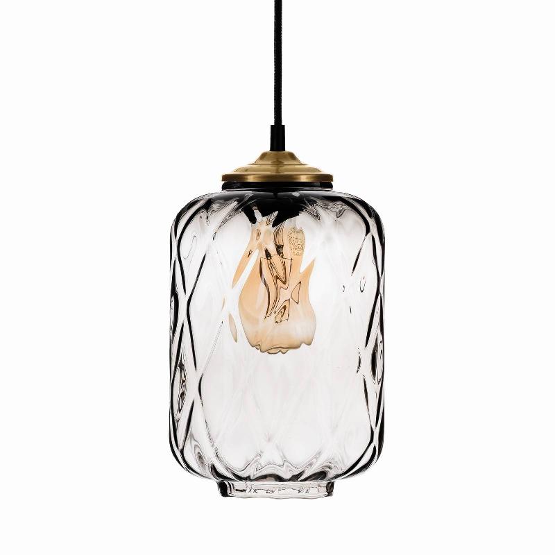 SOLBIKA LIGHTING SUSPENSION TEZEUSZ ABAT-JOUR EN VERRE GRIS FUMÉ Ø 17CM