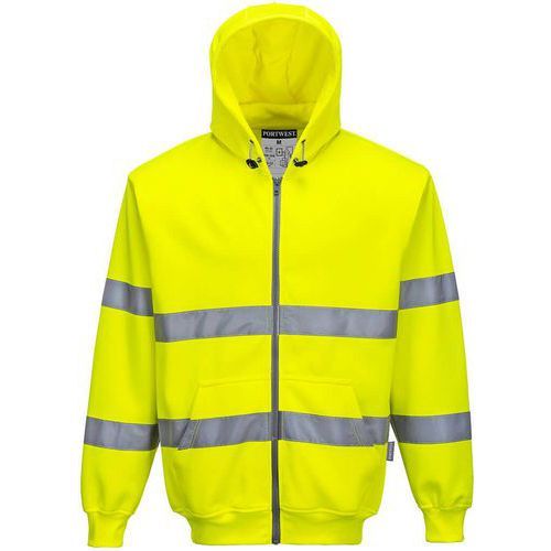 SWEATSHIRT ZIP HAUTE-VISIBILITÉ À CAPUCHE B305 JAUNE XXL - PORTWEST