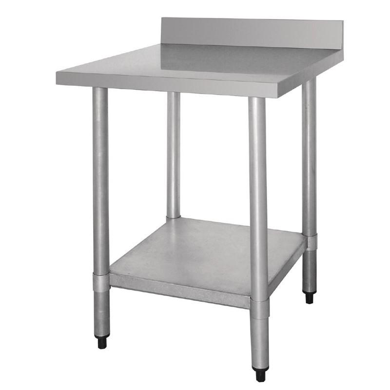 Table en inox 70x70 cm avec rebord + étagère_0