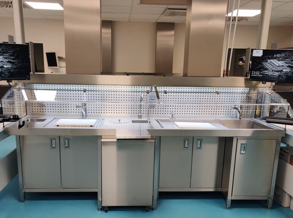 Table de macroscopie double poste en acier inoxydable - sur mesure avec finition brossée et soudures passivées_0