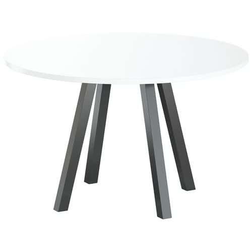 TABLE RÉUNION EVAN Ø 120 CM PIED NOIR PLATEAU BLANC - MBA