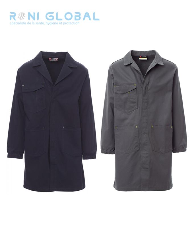 Veste de travail industrie en coton - SHELL PAYPER - col ouvert, poignets élastiques, 100% coton_0