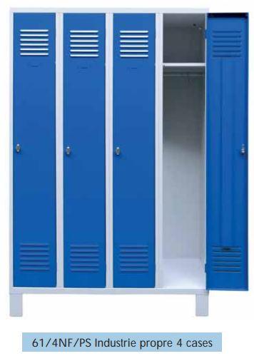 Vestiaire industrie propre 61/4NF/PS - 4 cases sur pieds soudés, dimensions 1200x500x1800_0