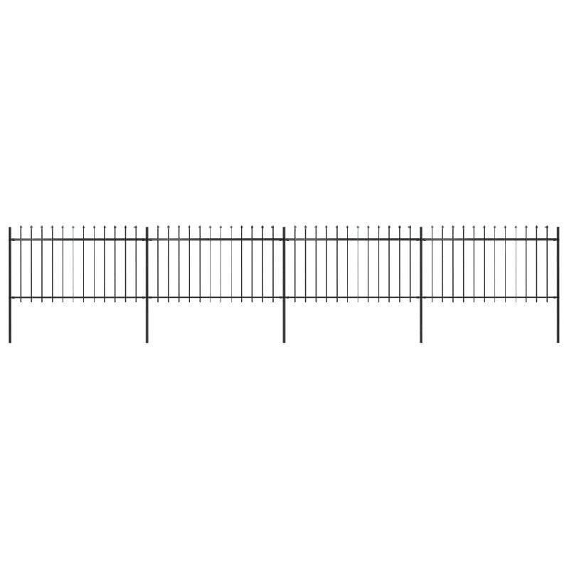 Vidaxl clôture de jardin avec dessus en lance acier 6,8 x 1 m noir 277614_0