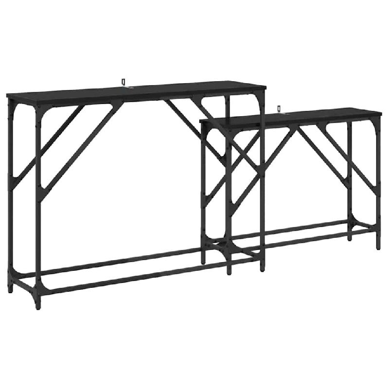 VidaXL Table console 2 pcs Chêne noir 100 x 28 x 75 cm Modèle Aero Panorama Classique - 882888_0