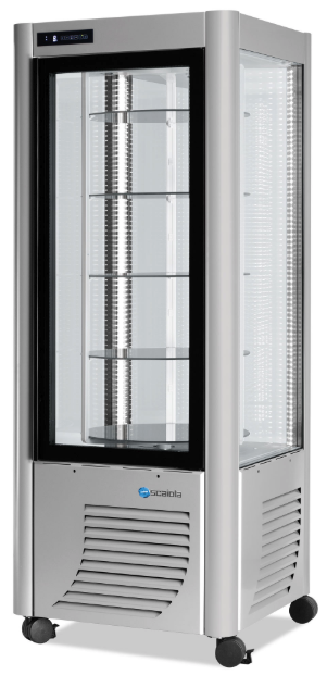 Vitrine pâtissière positive 4 faces vitrées - 400 L, plateaux tournants, fabricant italien SCAIOLA_0