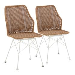 VS Venta-stock Pack de 2 chaises de salle à manger ou de jardin Paola Ratan/Blanc - blanc métal I24083_0