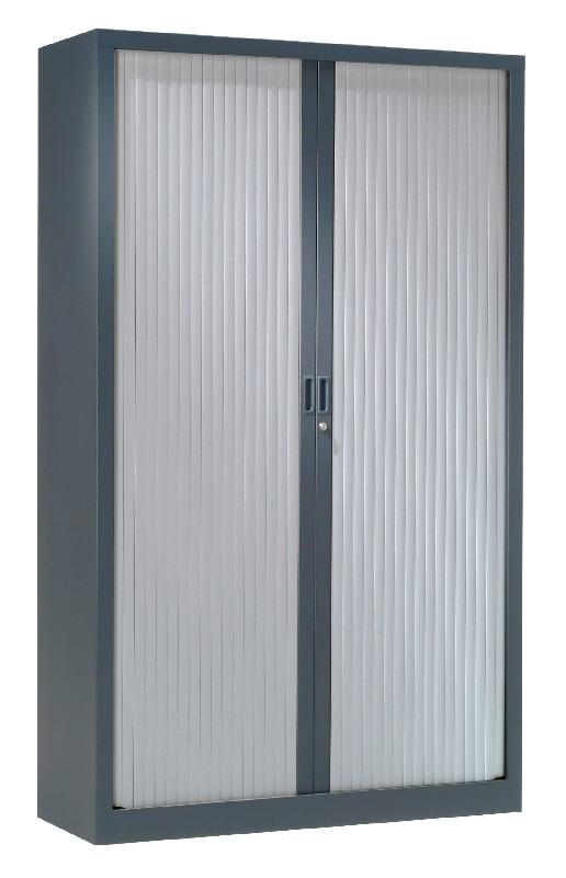 Armoire haute à rideaux 1200 x 430 x 1980 mm anthracite gris perle_0