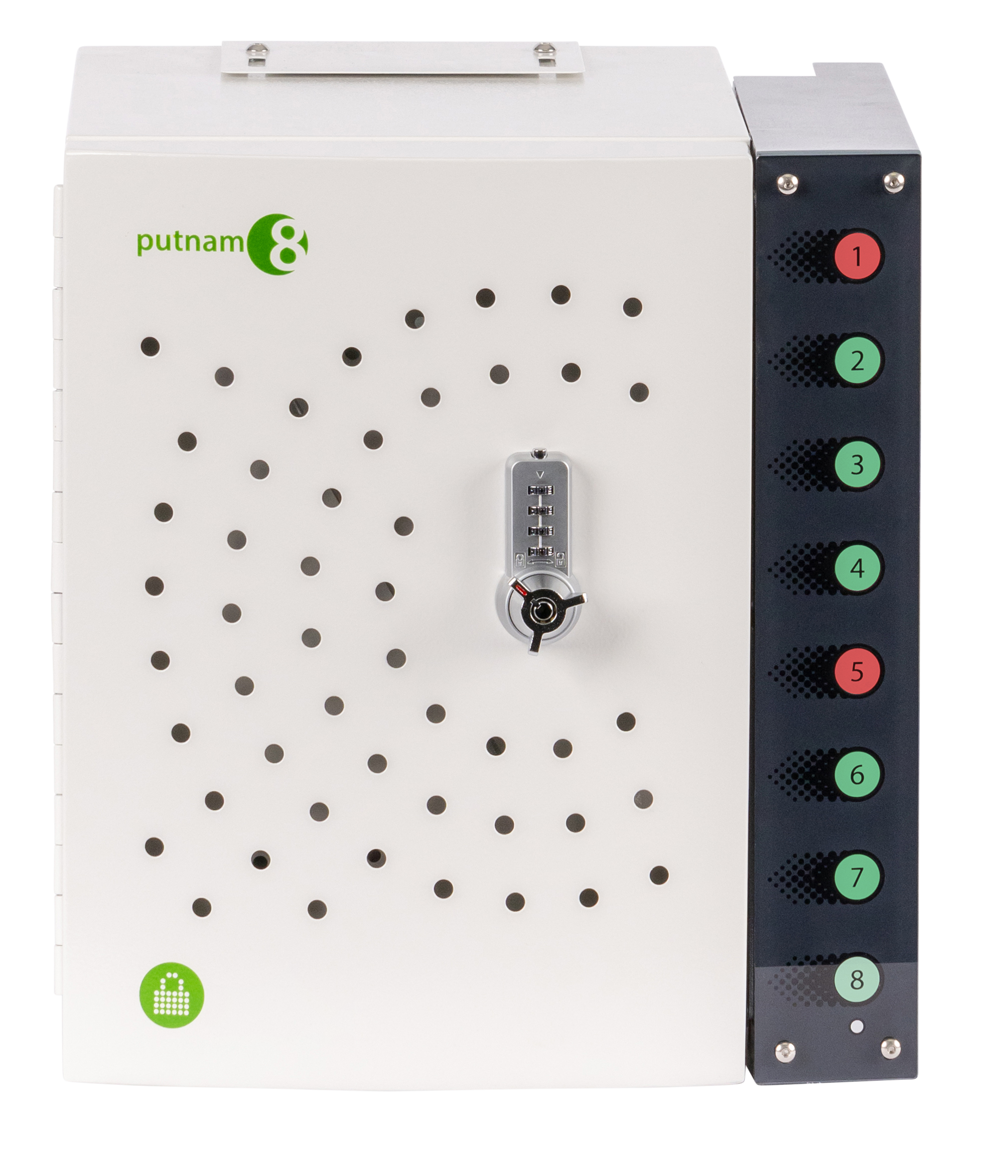 Armoire de rechargement compacte Putnam™ 8 pour tablettes, iPad et appareils mobiles - 8 ports avec câblage MFI_0