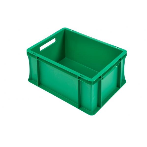 Bac norme Europe vert 400 x 300 x 220 mm - robuste en polypropylène avec poignées ouvertes_0