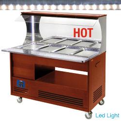 Buffet chauffant mural - Bain-marie 4x GN1/1-150 en bois d'acajou - ABM/4A-C1_0