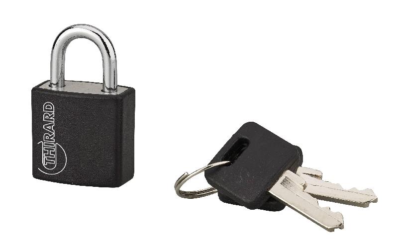 Cadenas à clé Thirard - Aluminium coloré 20 mm noir - Corps résistant et garanti 10 ans_0