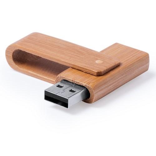 Clé USB publicitaire en bambou Haidam 8GB - Présentation individuelle_0